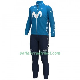 Radbekleidung Radtrikot Langarm + Lang Trägerhose 2020 Movistar Team N001